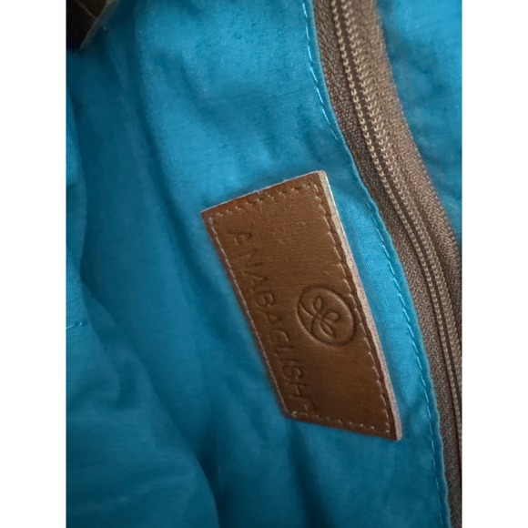 Sundance Anabaglish Teal Blue Macrame Bag Wood Handles Leather Trim Boho Woven - Picture 7 of 9